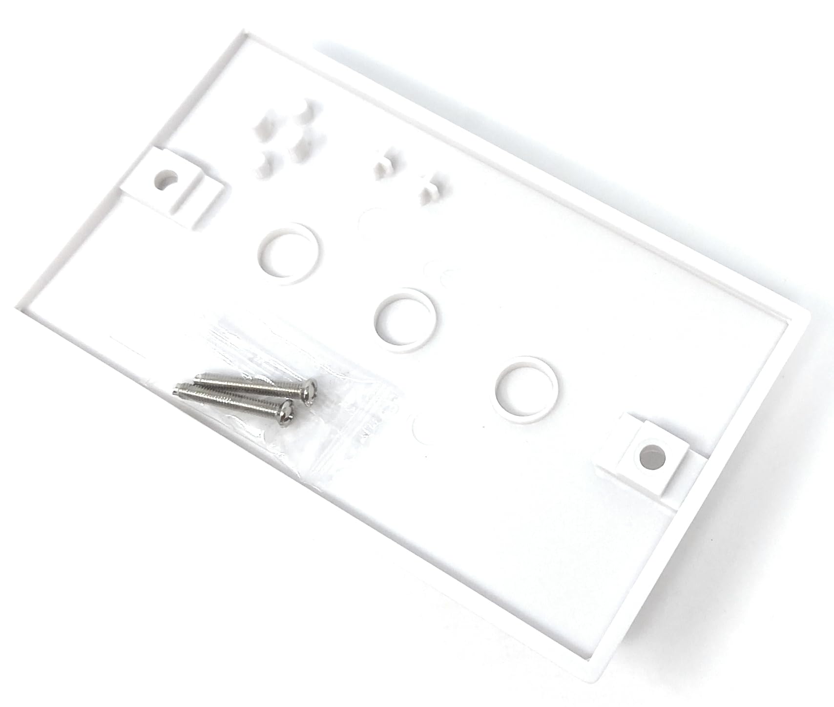 Dual, 2 Gang Blanking Plate Cover Faceplate for Electrical Sockets Back Box White, with Screws