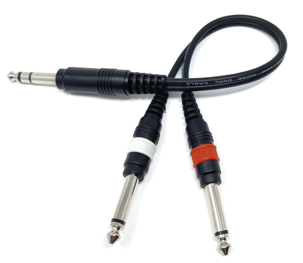 DRUT 6.35mm Stereo Jack to Twin 6.35mm Mono Jacks Male to Male TRS Cable