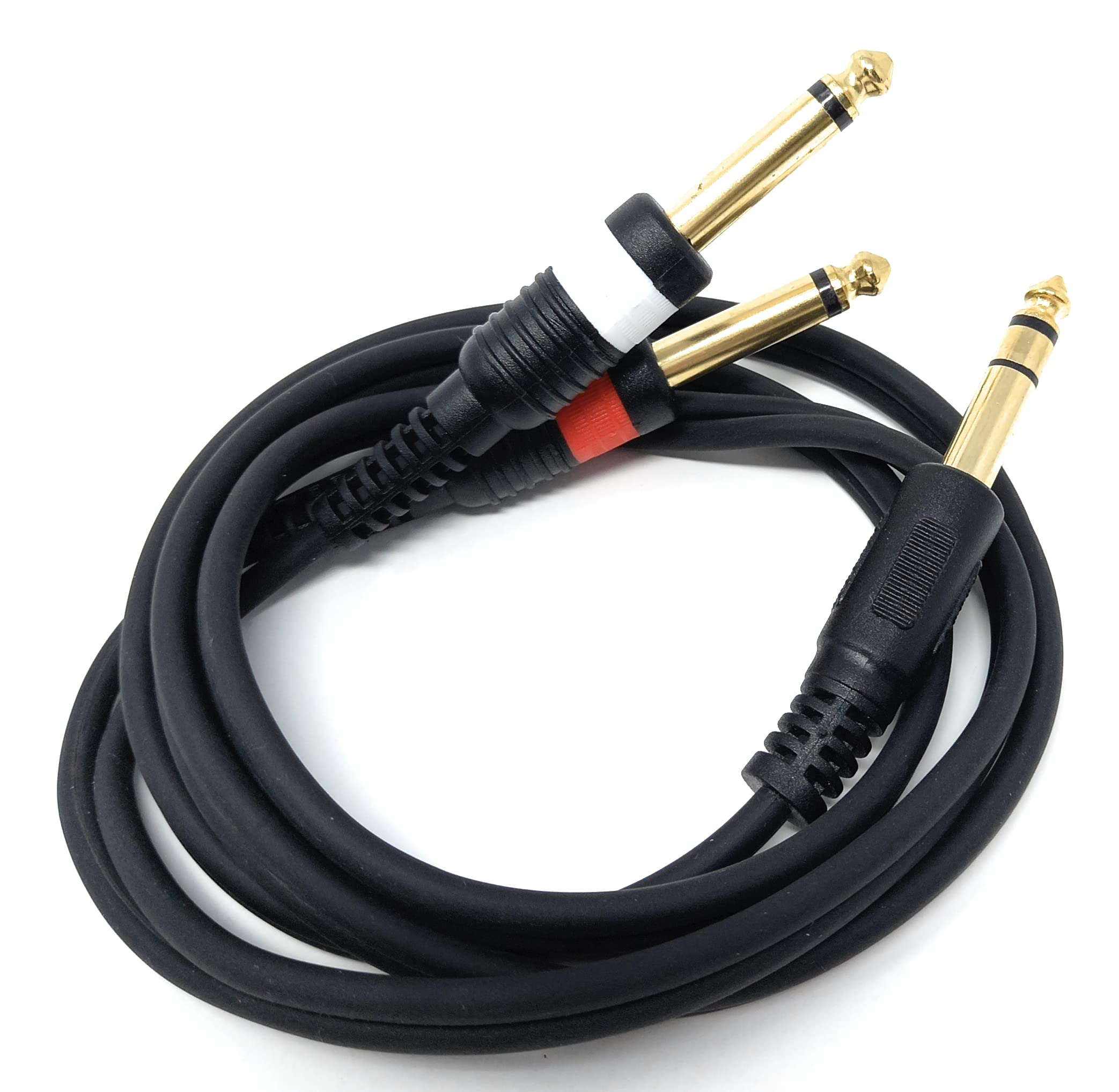 DRUT 6.35mm Stereo Jack to Twin 6.35mm Mono Jacks Male to Male TRS Cable