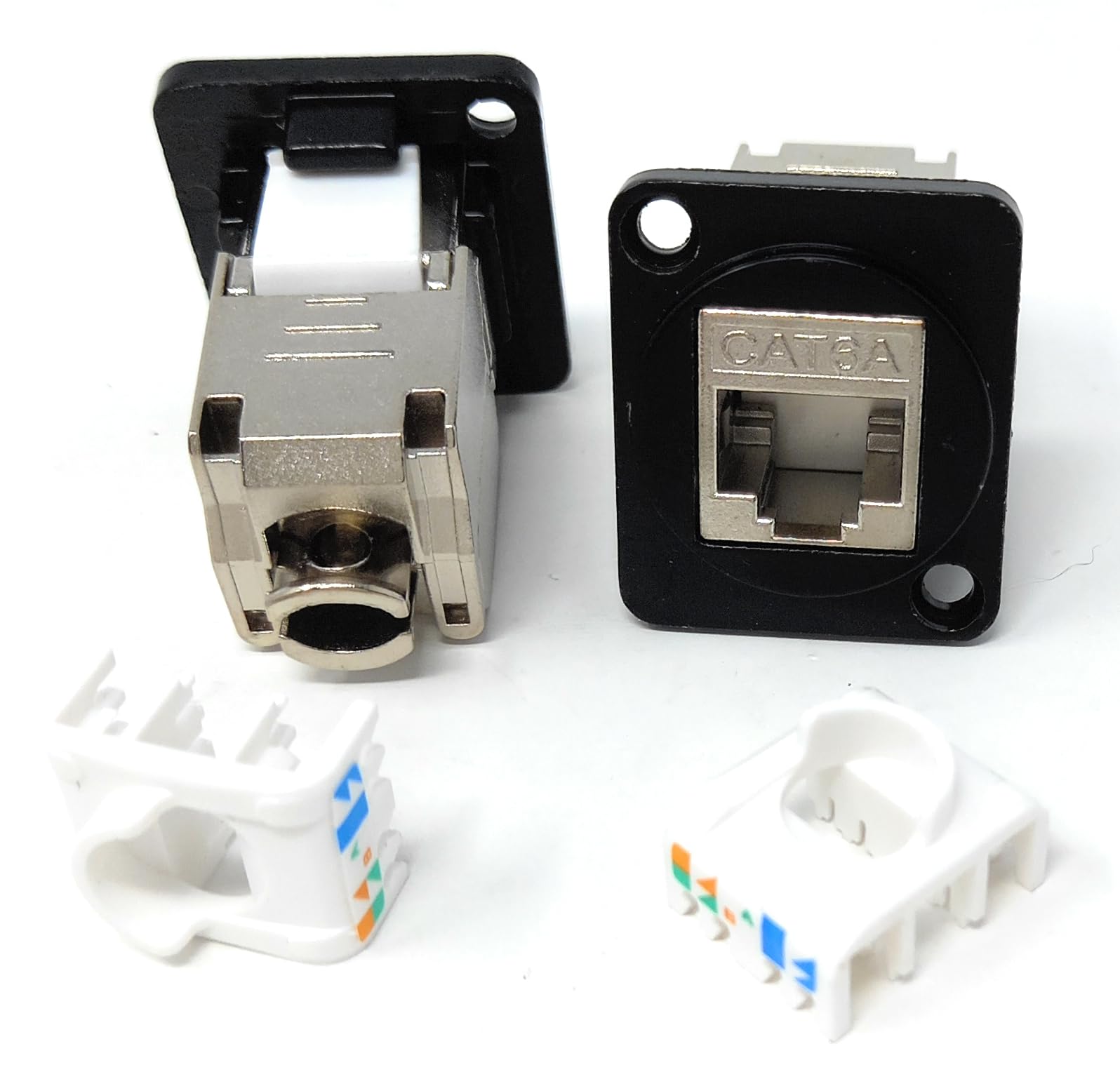 DRUT Cat6A RJ45 Socket to IDC Connection D-Series Chassis Mount Wall Faceplate Insert – Screws Included