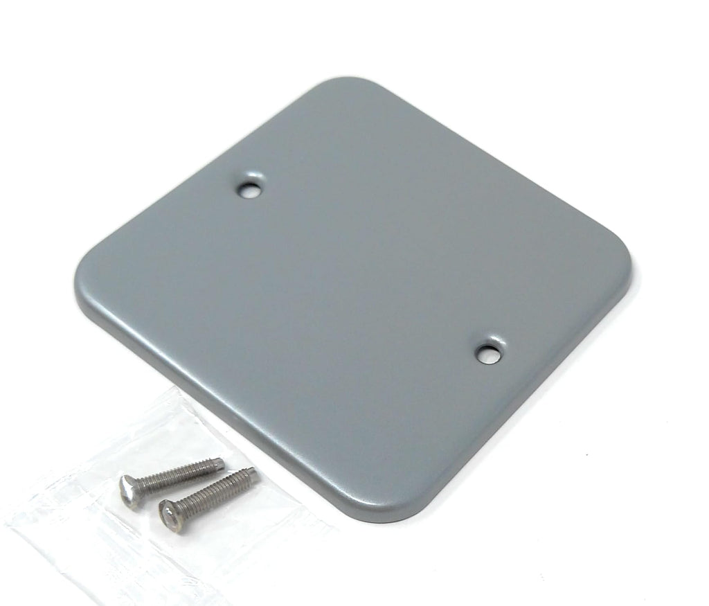 Single Gang Metal Clad Blanking Plate – Durable Wall Faceplate Cover for Electrical Sockets with Screws Included (80x80x4mm)