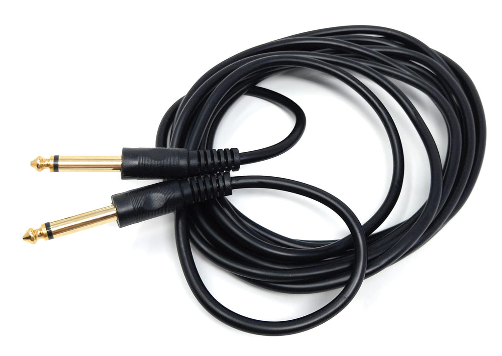 DRUT 6.35mm to 6.35mm Mono 1/4'' TS Jack Plug Speaker, Guitar, Instrument, Patch Cable Gold Connectors