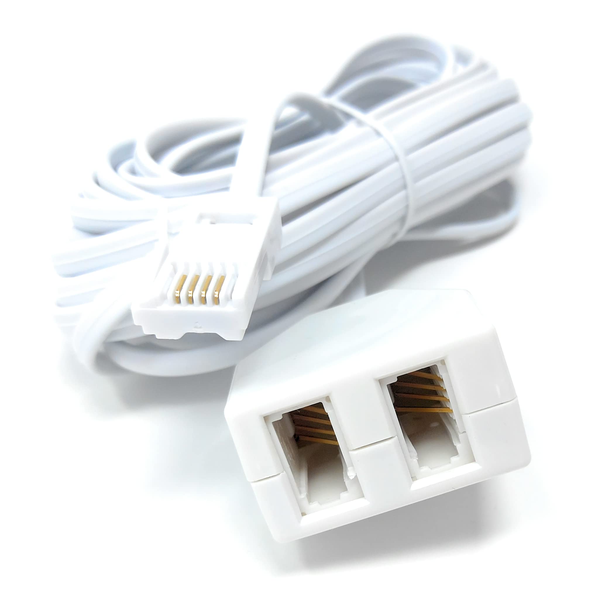 Twin BT Extension Lead, One Jack to Two Sockets, Double Telephone Splitter Cable