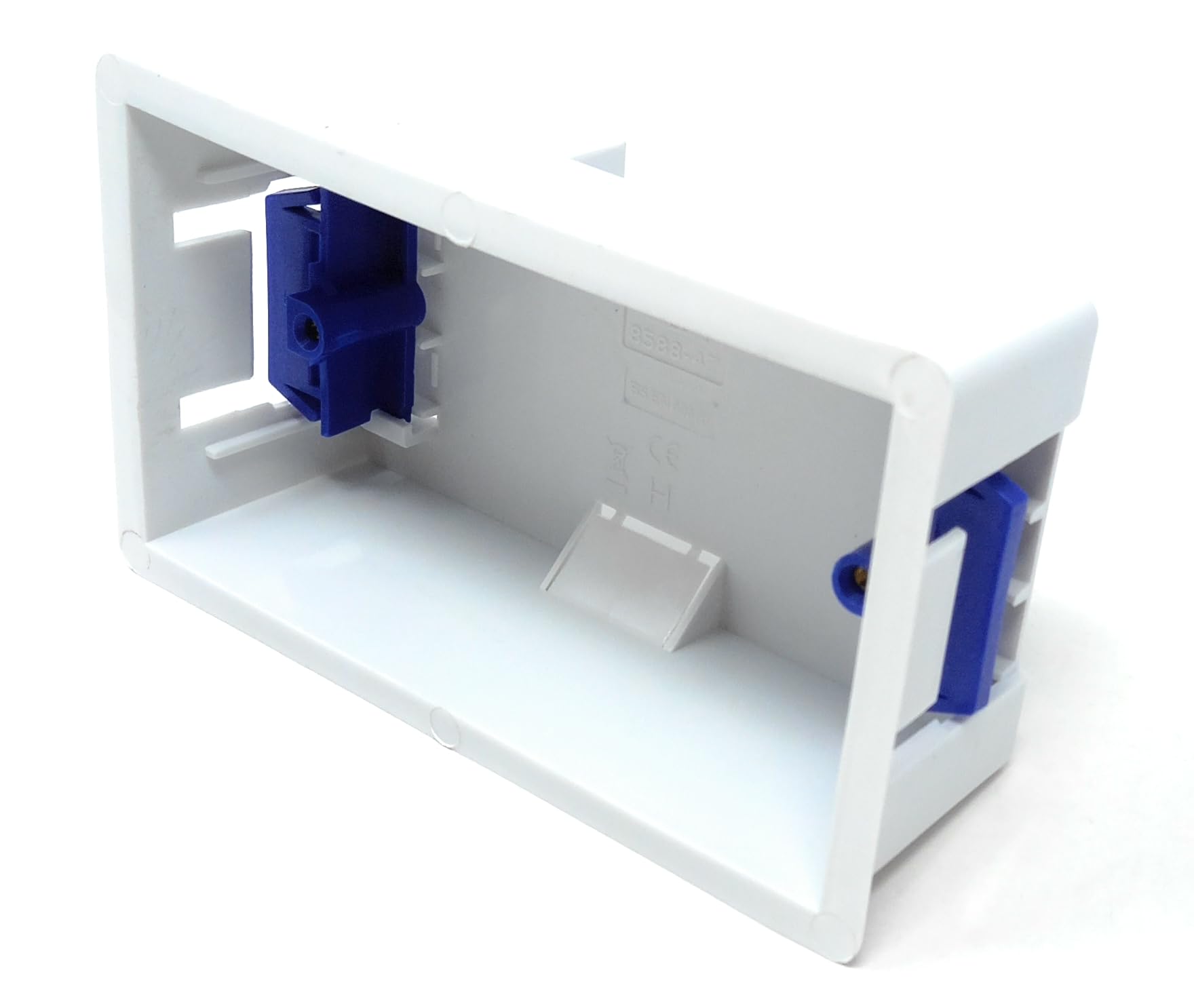 Double 2 Gang Dry Lining Back Plasterboard Box 47mm, Pattress Box with Adjustable Lugs, for Faceplate
