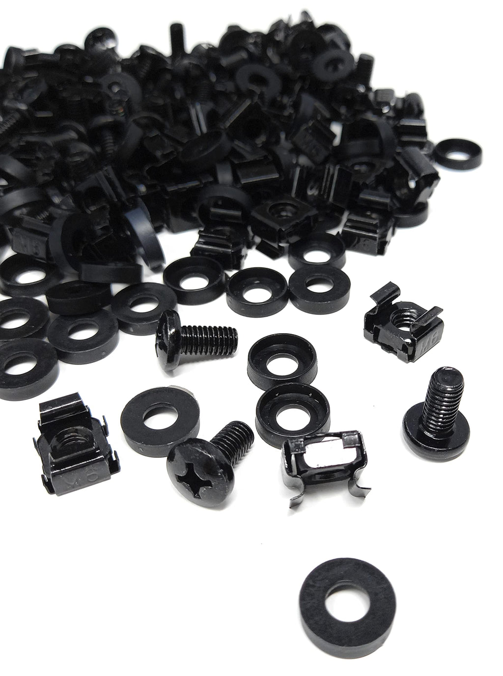 50pcs. M6 Rack Fixing Set, Captive Cage Nuts Bolts Screws & Washers for Data Cabinets, Music Instruments. AMP, Equalisers, CD Player etc.
