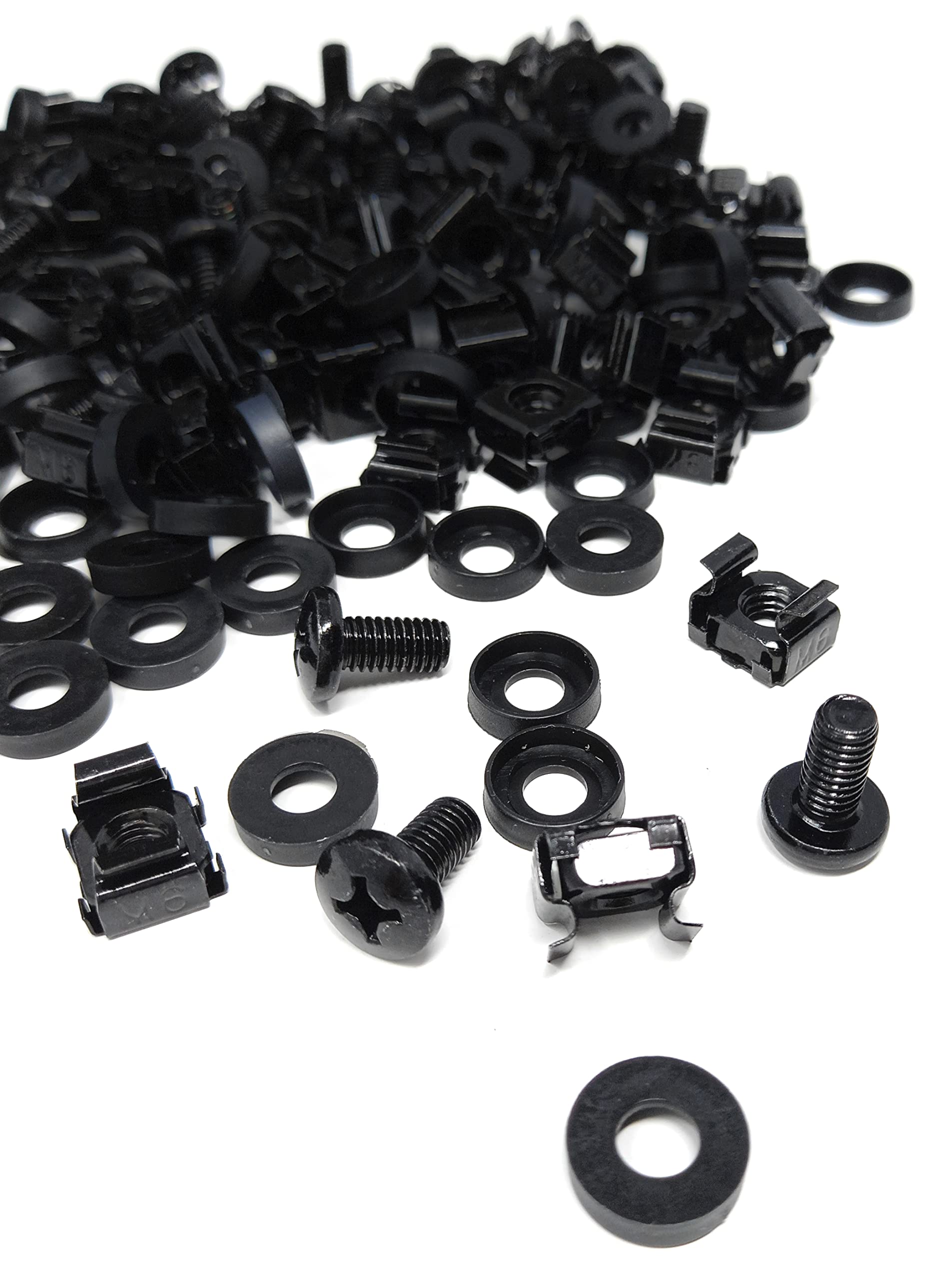50pcs. M6 Rack Fixing Set, Captive Cage Nuts Bolts Screws & Washers for Data Cabinets, Music Instruments. AMP, Equalisers, CD Player etc.