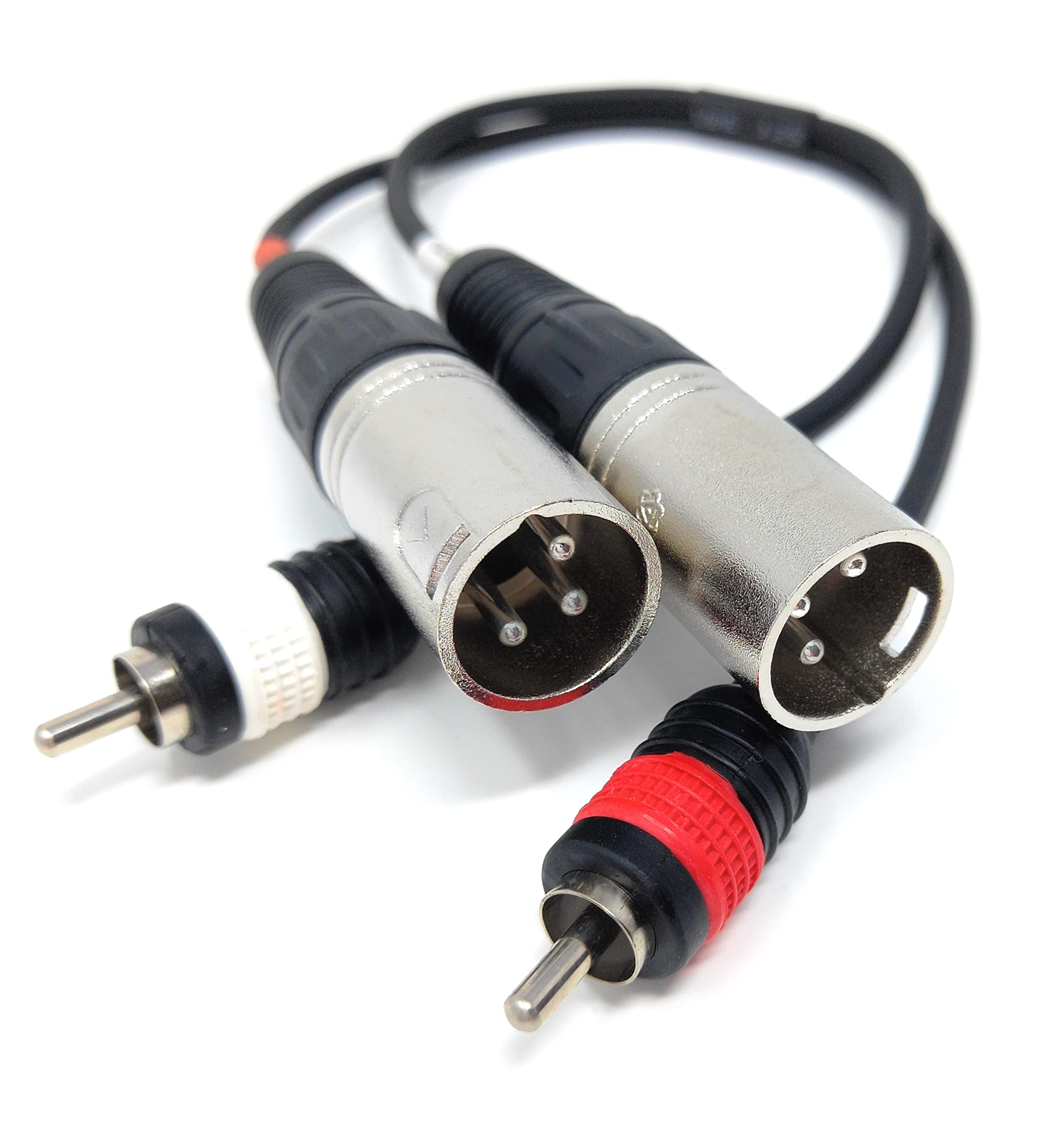 DRUT Twin XLR 3 Pin Plugs to 2 x RCA Phono Plugs Lead Audio Shielded Cable