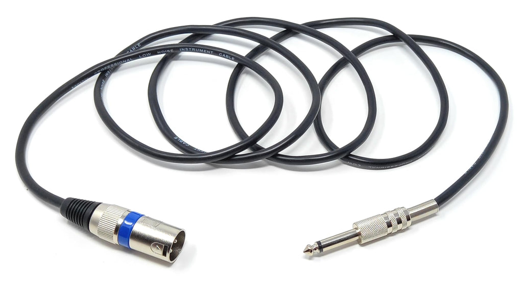DRUT XLR Male to 6.35mm TS Mono Male Plug Audio Connector, Microphone Screened Cable for Amplifiers, Music Instruments