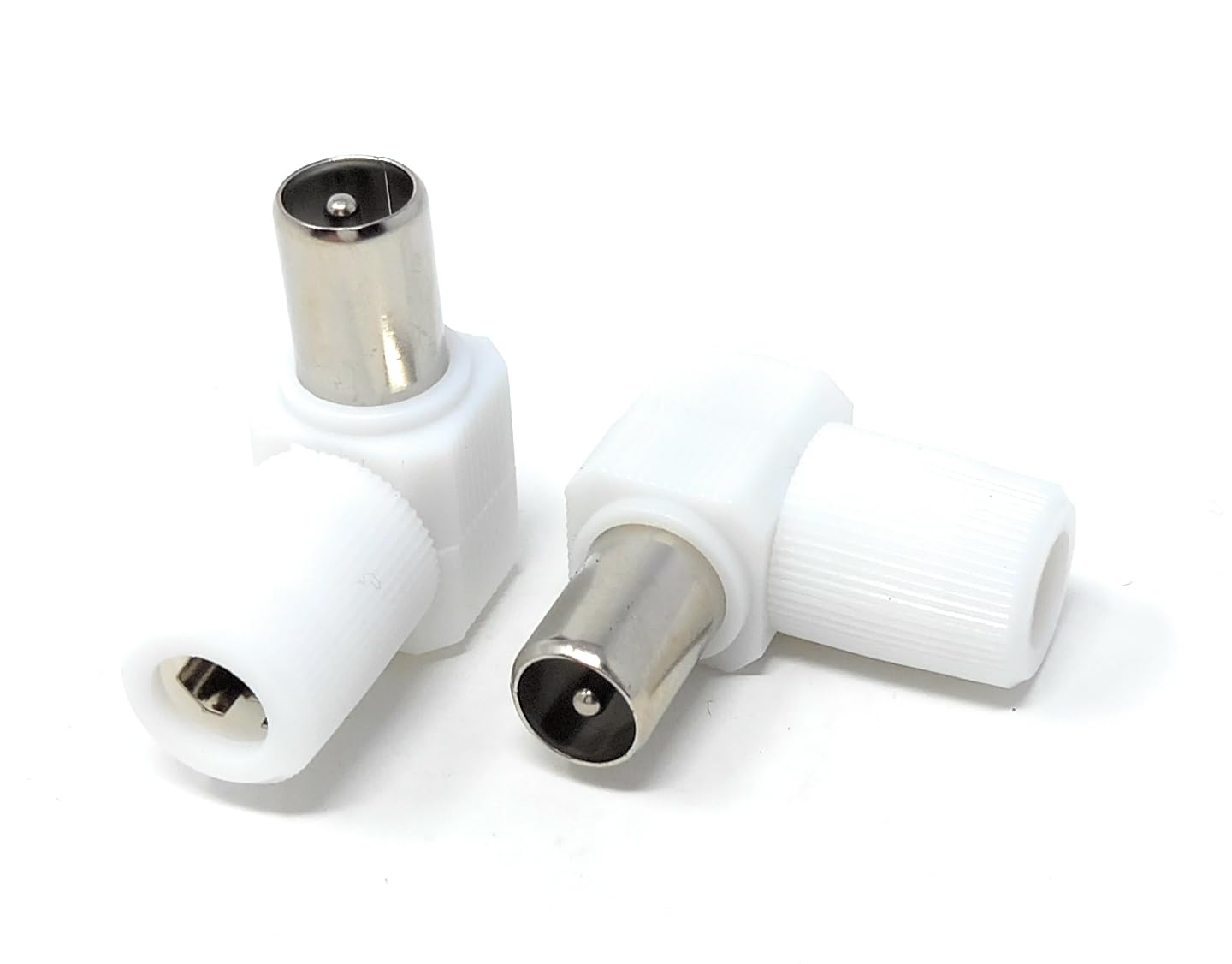 DRUT Right Angle RF TV Coax Plug Adapter for TV Aerial Antenna Cables - Screw Connection, No Soldering Required