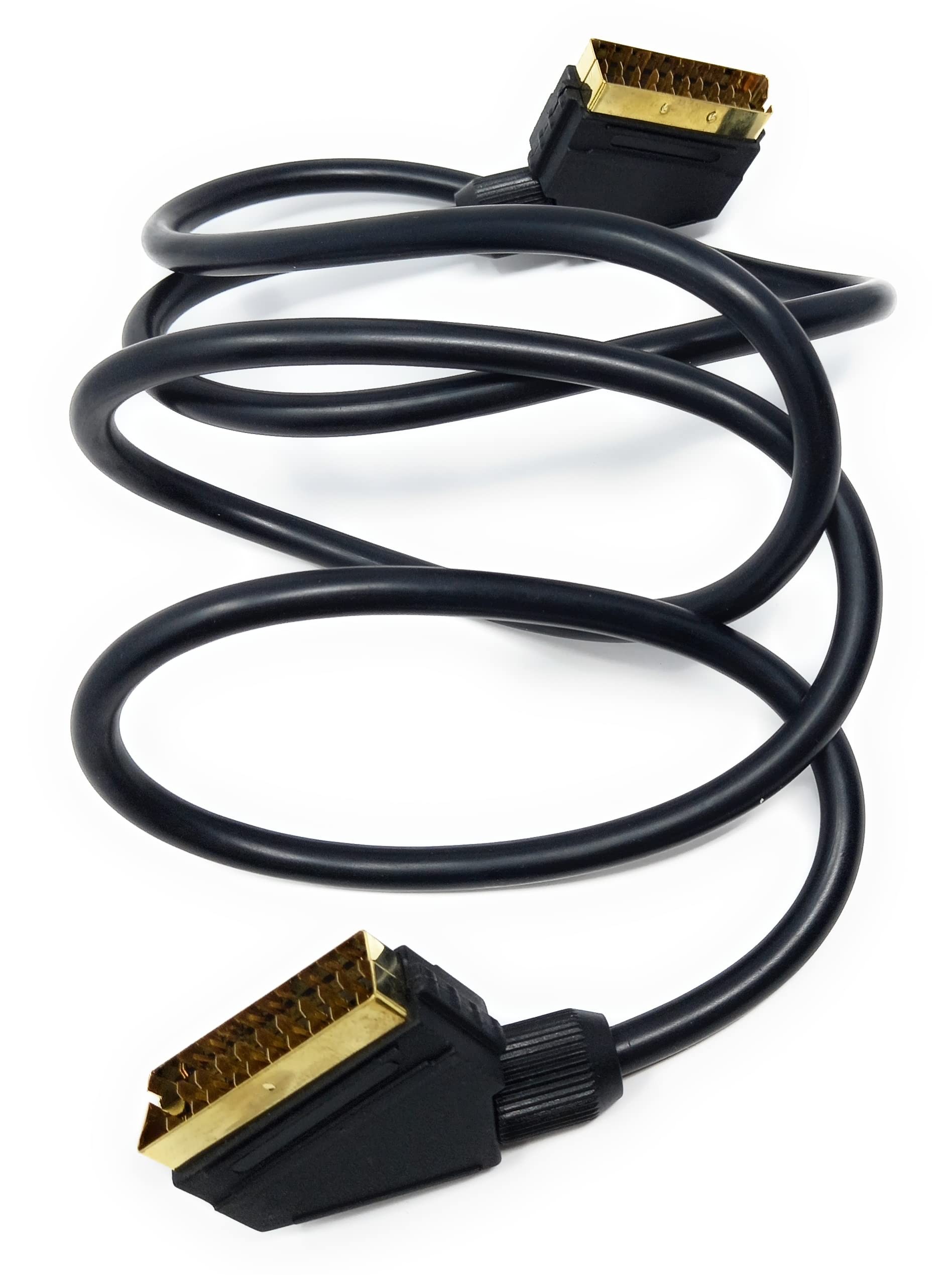 DRUT Scart to Scart Cable Lead, 21 Pin Male to Male (Plug to Plug) RGB Cord for TV, VCR, DVD Player Gold Plated