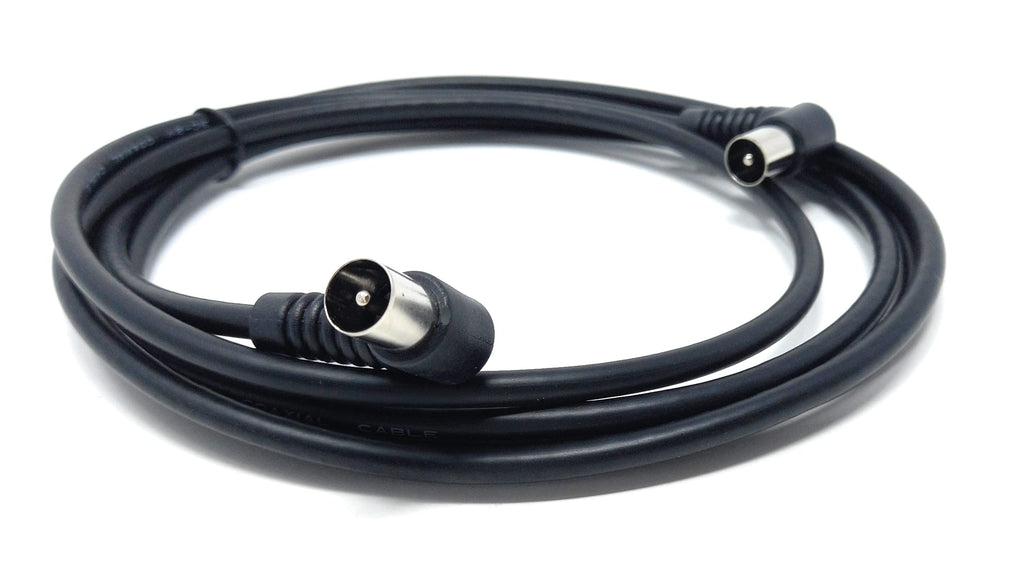 DRUT TV RF Right Angle 90' Male Plug to Male Plug Coaxial TV Freeview Cable Lead 75 Ohm