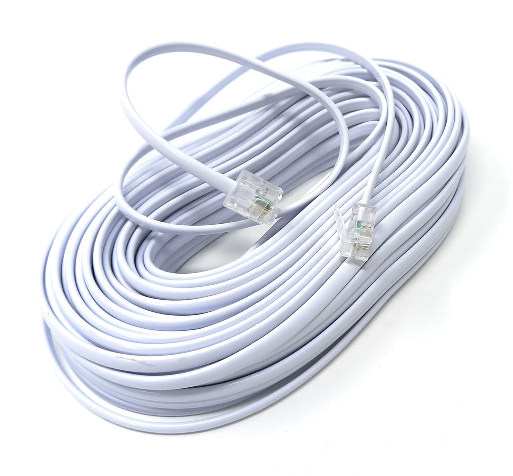 DRUT RJ11 to RJ11 Telephone Landline Cable ADSL (6P4C) Flat Lead High Speed BT Internet Broadband Male to Male Router, Modem, Phone Extension Wire
