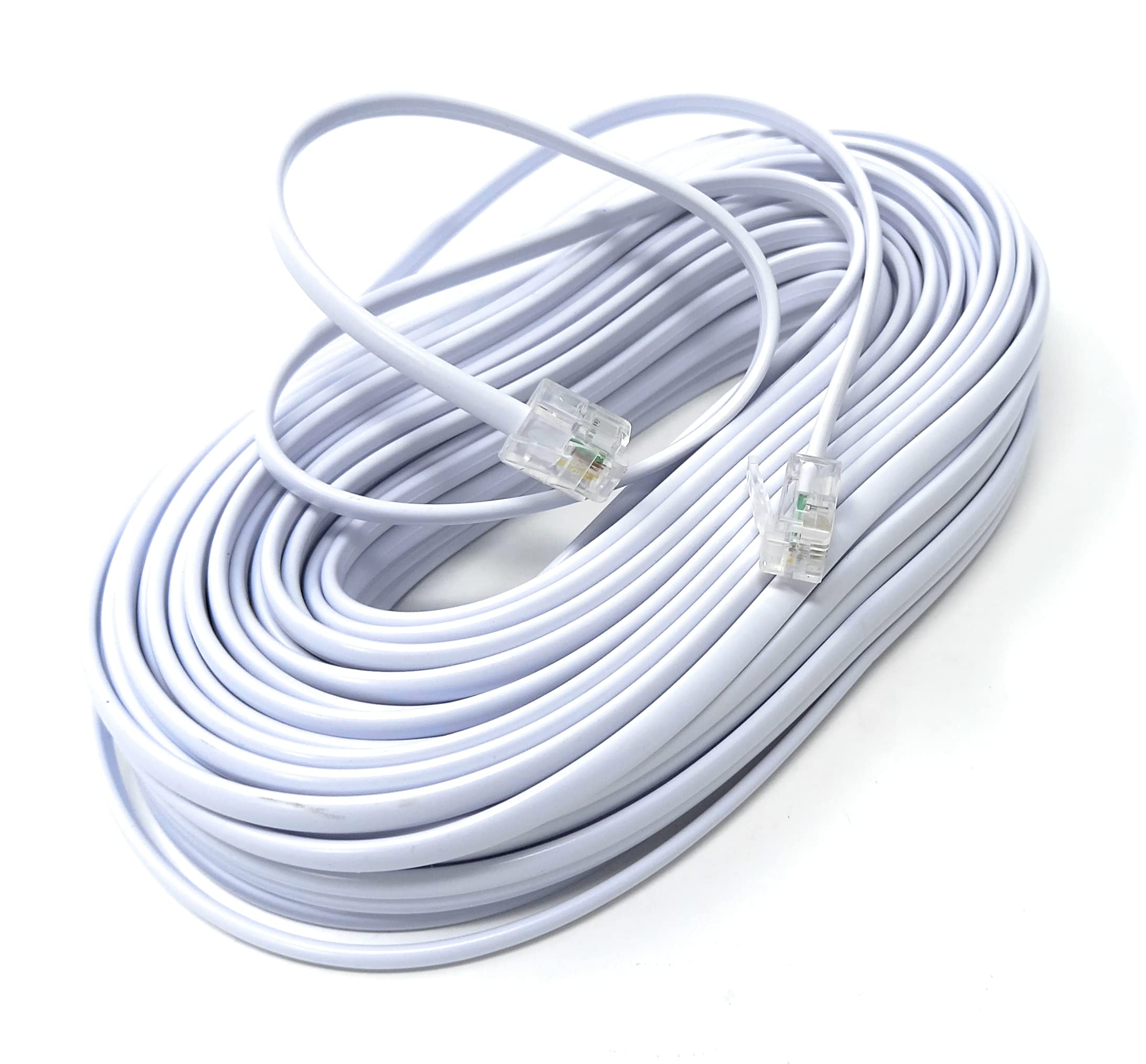 DRUT RJ11 to RJ11 Telephone Landline Cable ADSL (6P4C) Flat Lead High Speed BT Internet Broadband Male to Male Router, Modem, Phone Extension Wire