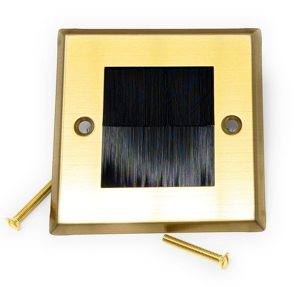 Single Gang Brush Wall Outlet Cable Entry Plate, Tidy Mount AV Wire Pass-Through Faceplate, Brass Black (Screws Included)