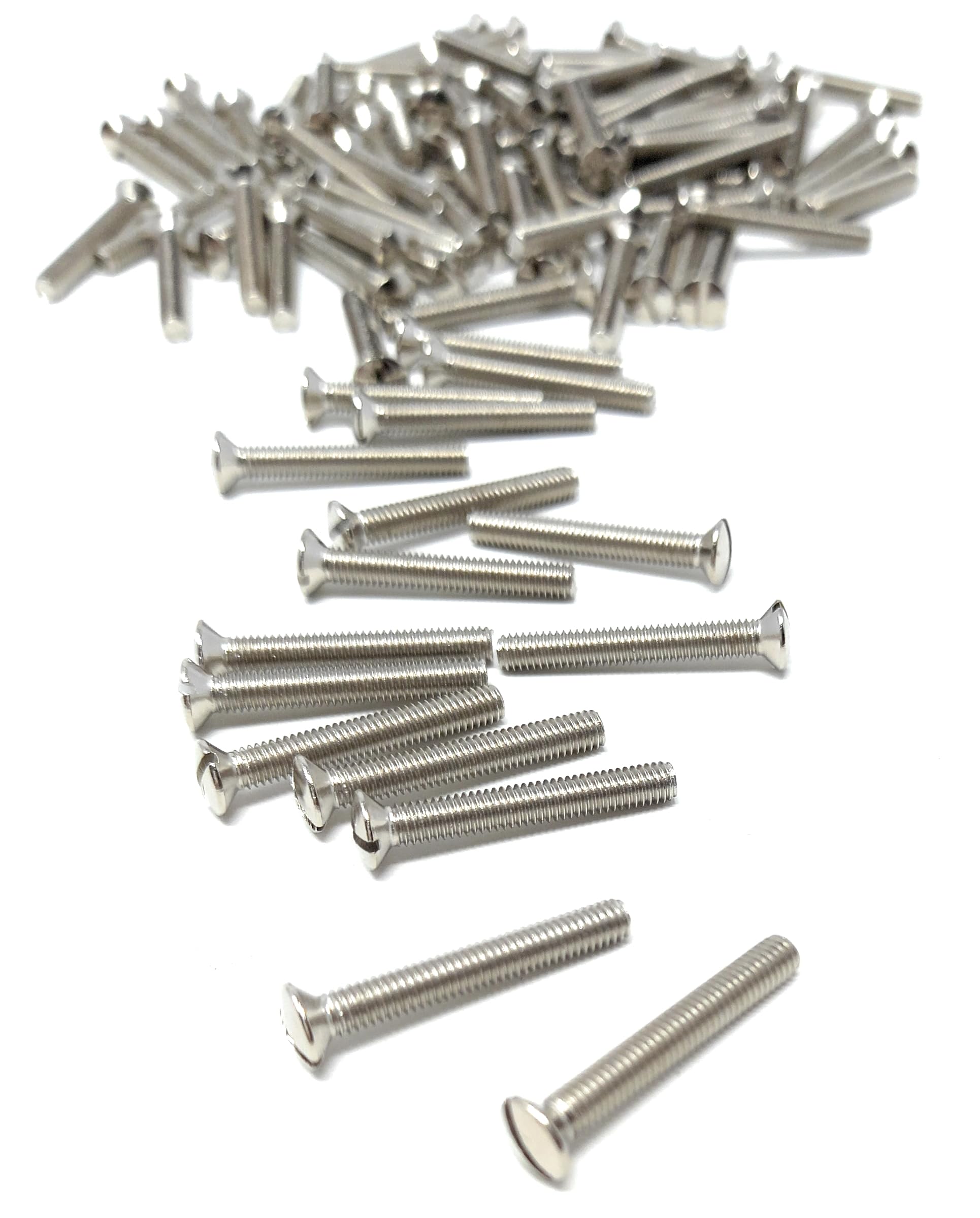 M3.5 Slotted Raised Countersunk Electrical Socket, Faceplate, Surface, Light Switch Screws, Nickel Plated