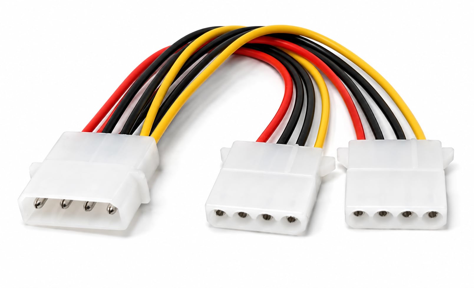 DRUT 15cm Molex 4 Pin Power Supply Y Splitter Cable 1 Male to 2 Female Compatible with drives that use IDE/EIDE/ATA/PATA/Molex Type Plugs