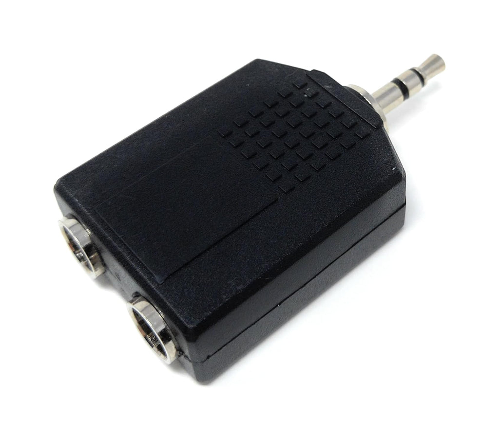 3.5mm Stereo Jack Plug to Dual 6.35mm Stereo Sockets Audio Cable Adapter