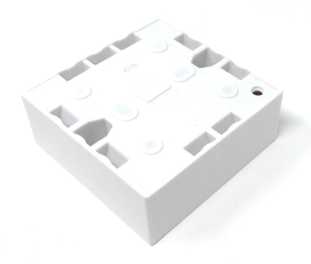 1-Gang Surface Mount Pattress Back Box – 32mm Depth, 85mm x 85mm, White – Ideal for Electrical Socket & Switch Installations