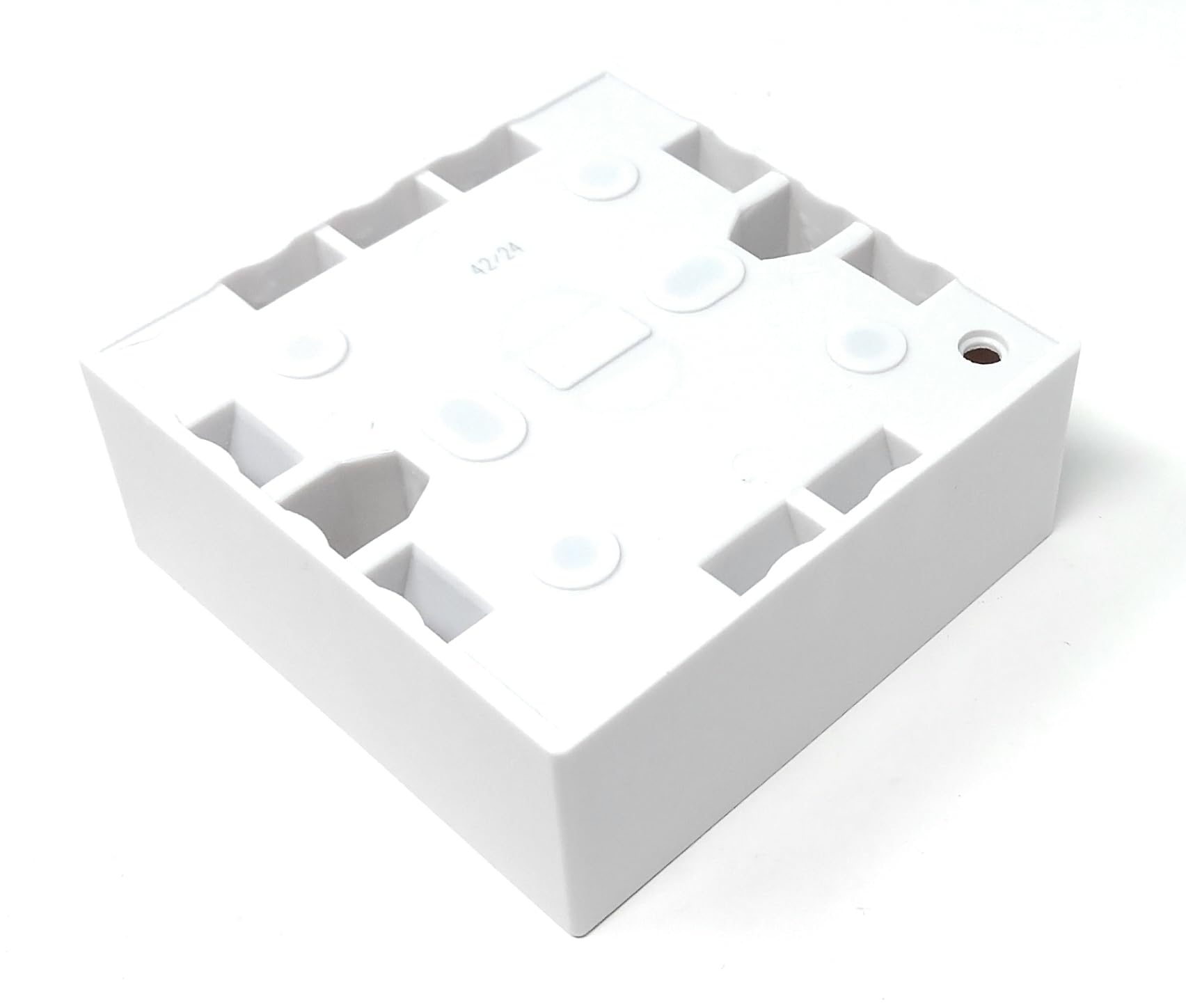 1-Gang Surface Mount Pattress Back Box – 32mm Depth, 85mm x 85mm, White – Ideal for Electrical Socket & Switch Installations