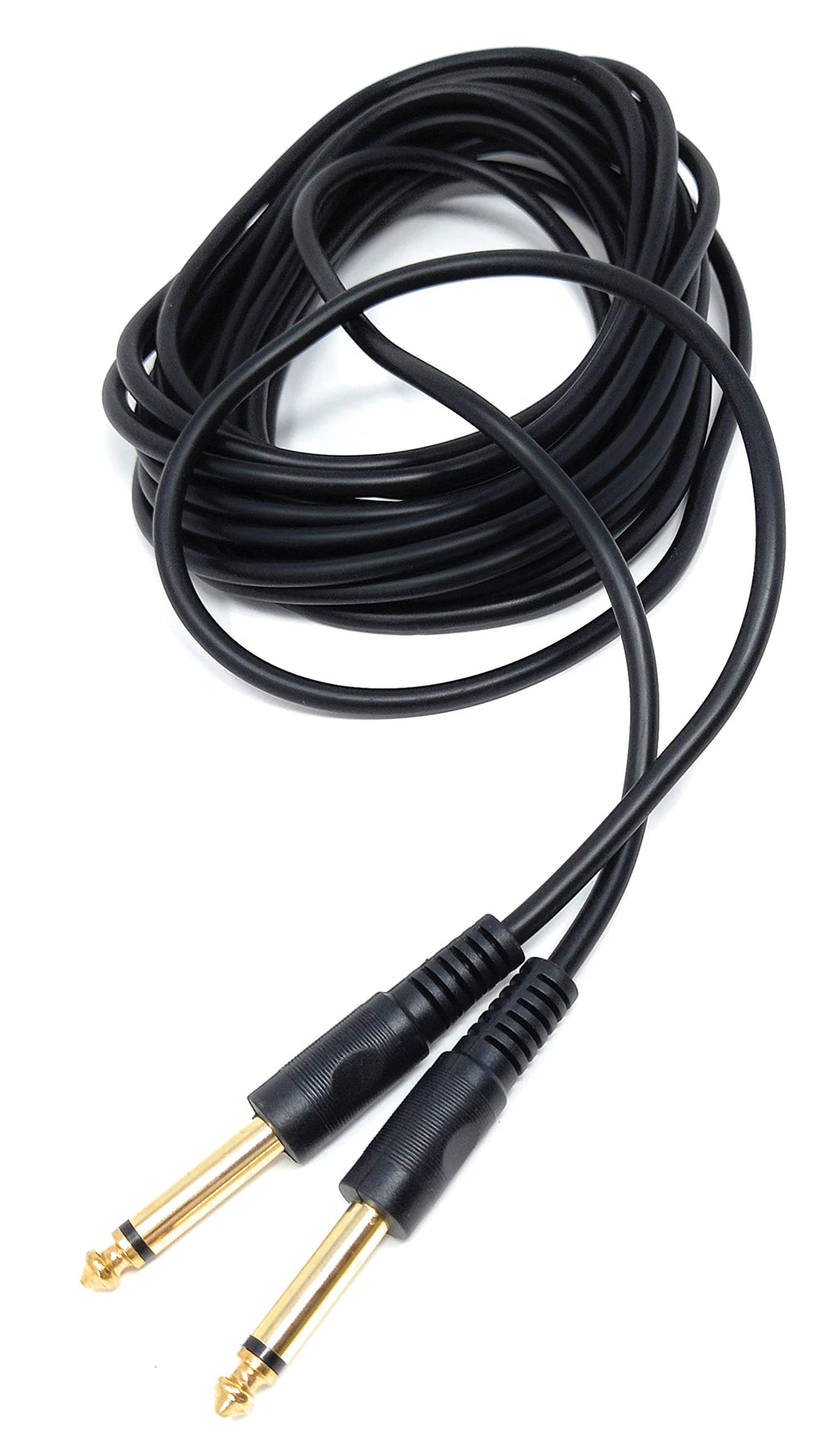DRUT 6.35mm to 6.35mm Mono 1/4'' TS Jack Plug Speaker, Guitar, Instrument, Patch Cable Gold Connectors