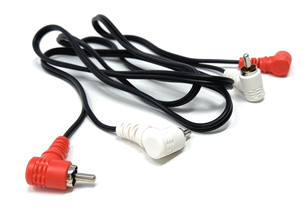 DRUT Twin 2 x RCA to RCA Right Angle Cable, Twin Phono Lead Splitter, for Audio, Speakers, Home Theater, Surround Sound, Turntable, Mixer