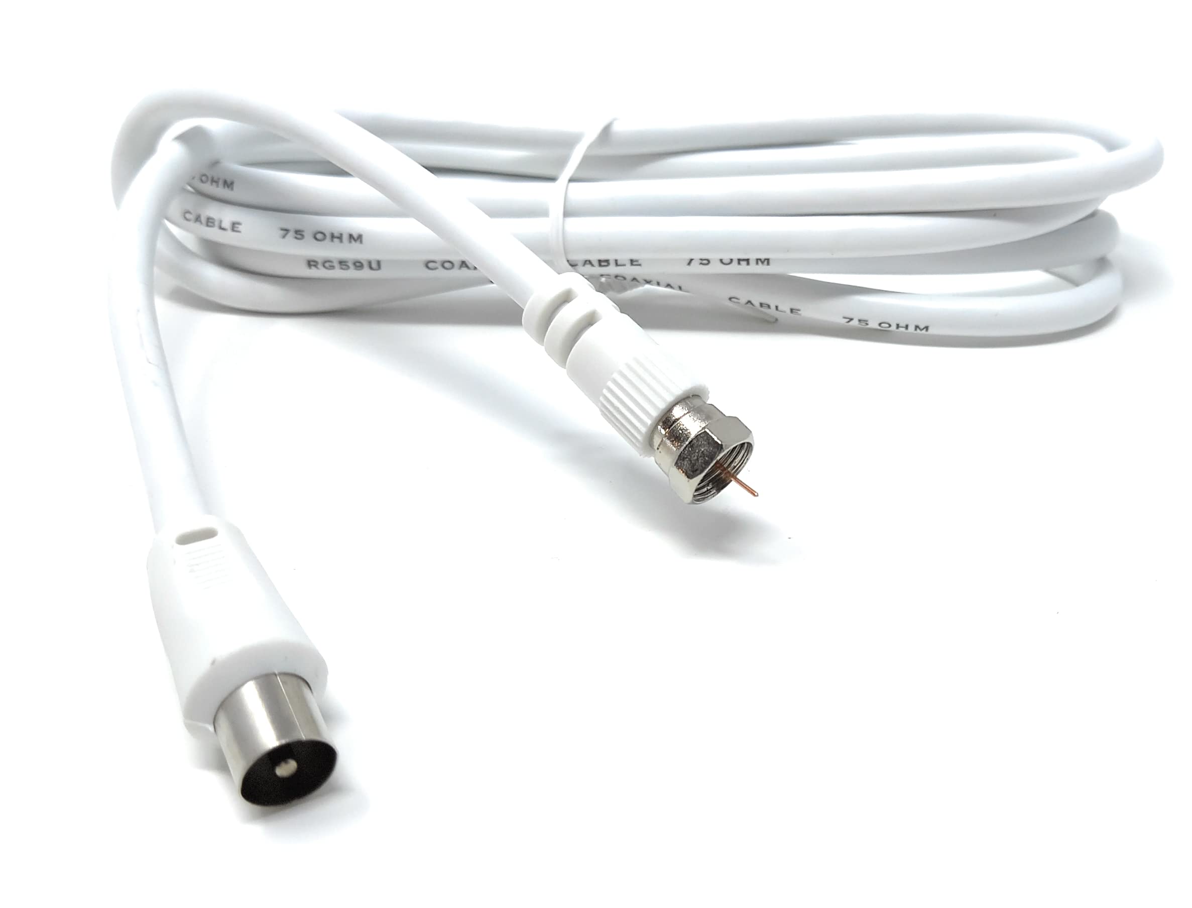 DRUT RF TV Aerial Male to F Type Connector Male Plug Coaxial Coax Cable, Lead, 75 Ohm, 3C-2V