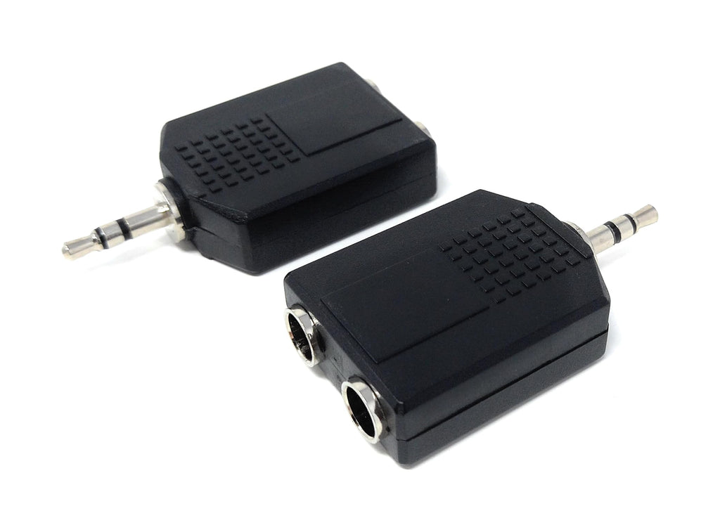 3.5mm Stereo Jack Plug to Dual 6.35mm Stereo Sockets Audio Cable Adapter