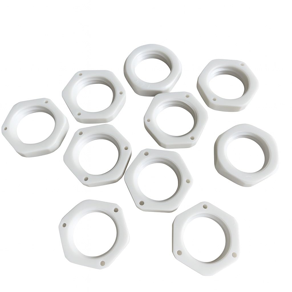 M16 16mm Nylon Locknut (Polyamide), Lightweight Durable Metric Hex Locking Nuts, Corrosion-Resistant Anti-Loosening Fasteners for Automotive, Electrical & DIY Use, Pack of 10