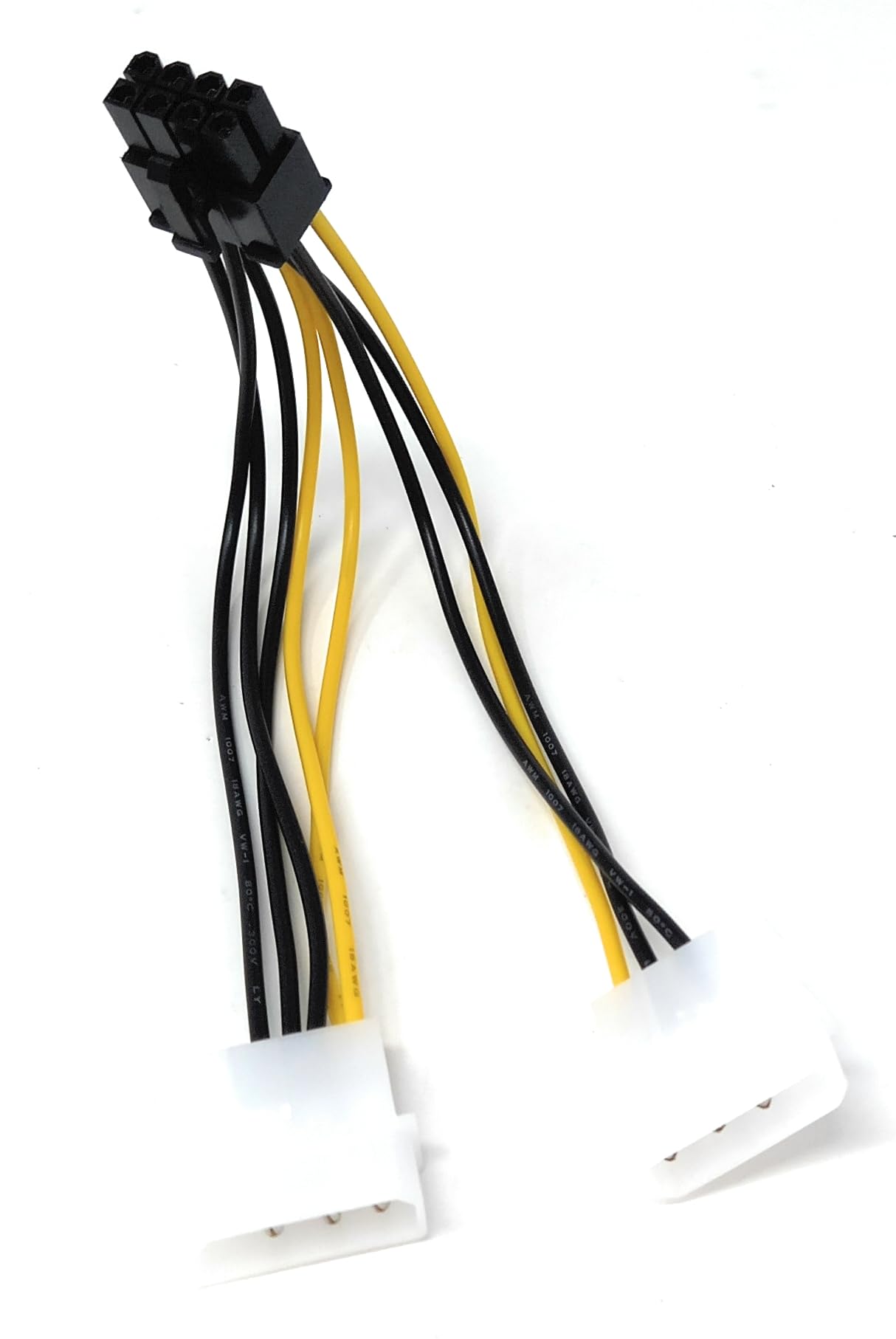 DRUT 8-Pin PCIe to Dual Molex Power Adapter Cable – 4-Pin LP4 to 8-Pin PCI Express GPU Power Y Splitter for Graphics Cards – 18cm