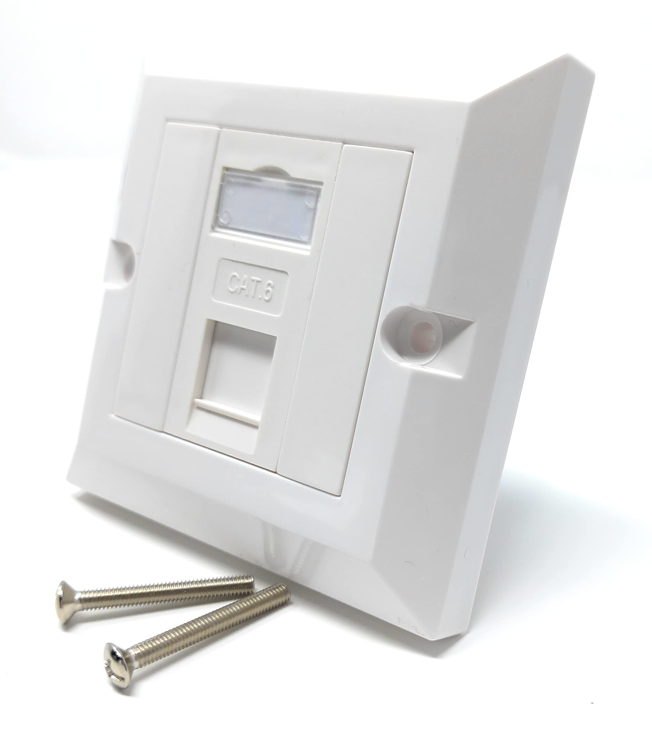 DRUT Cat6 RJ45 FacePlate Wall Socket Box for Ethernet LAN Networking Face Plate, Compatible with Cat5e, Cat6, Cat7, Cat8, Cat9 Cable, With Keystone Jack