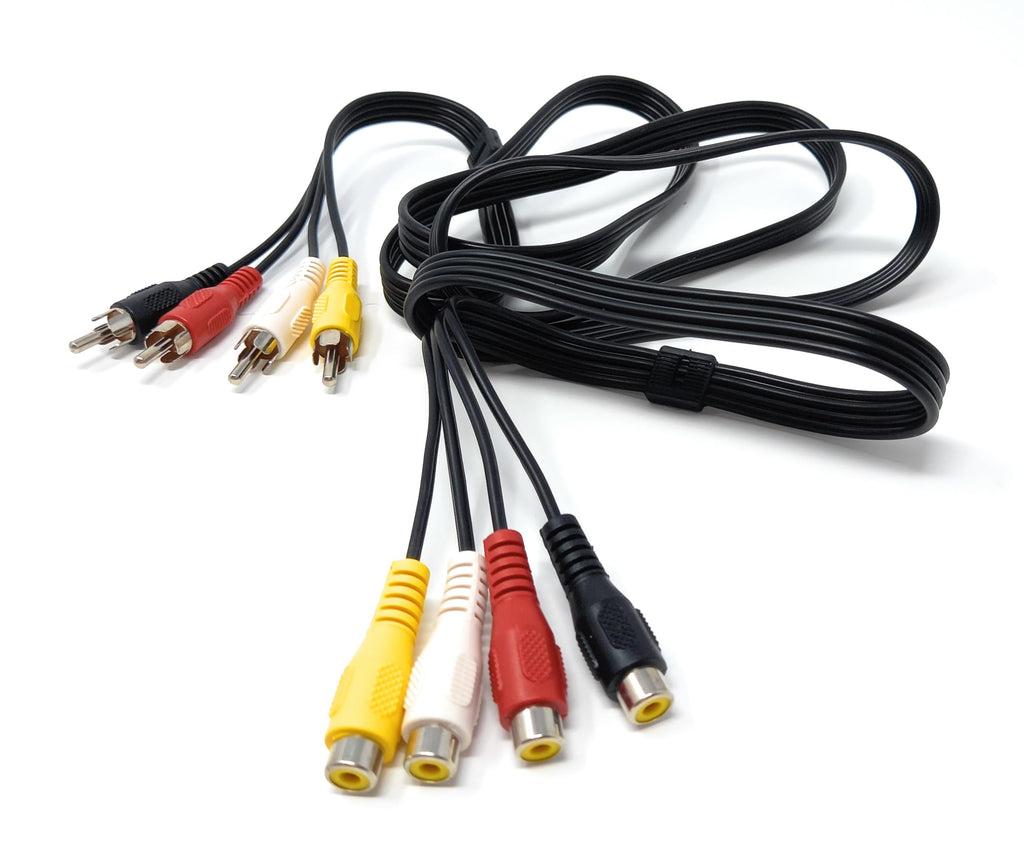 DRUT 1.5m 4 x RCA Phono Female to 4 x RCA Male Extension Audio Video Cable Lead Compatible with Surround Sound Systems