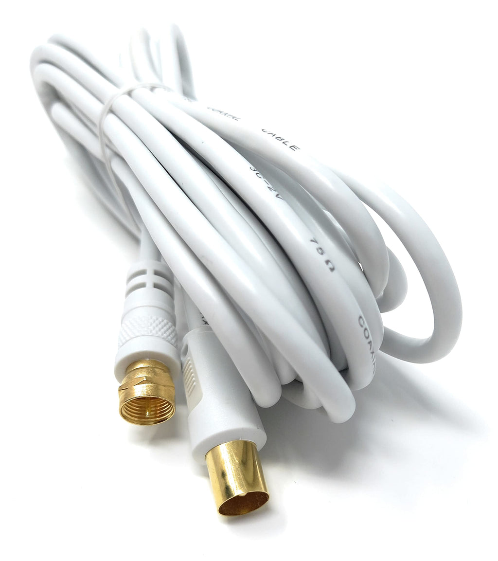 DRUT RF TV Aerial Male to F Type Connector Male Plug Coaxial Coax Cable, Lead, 75 Ohm, 3C-2V