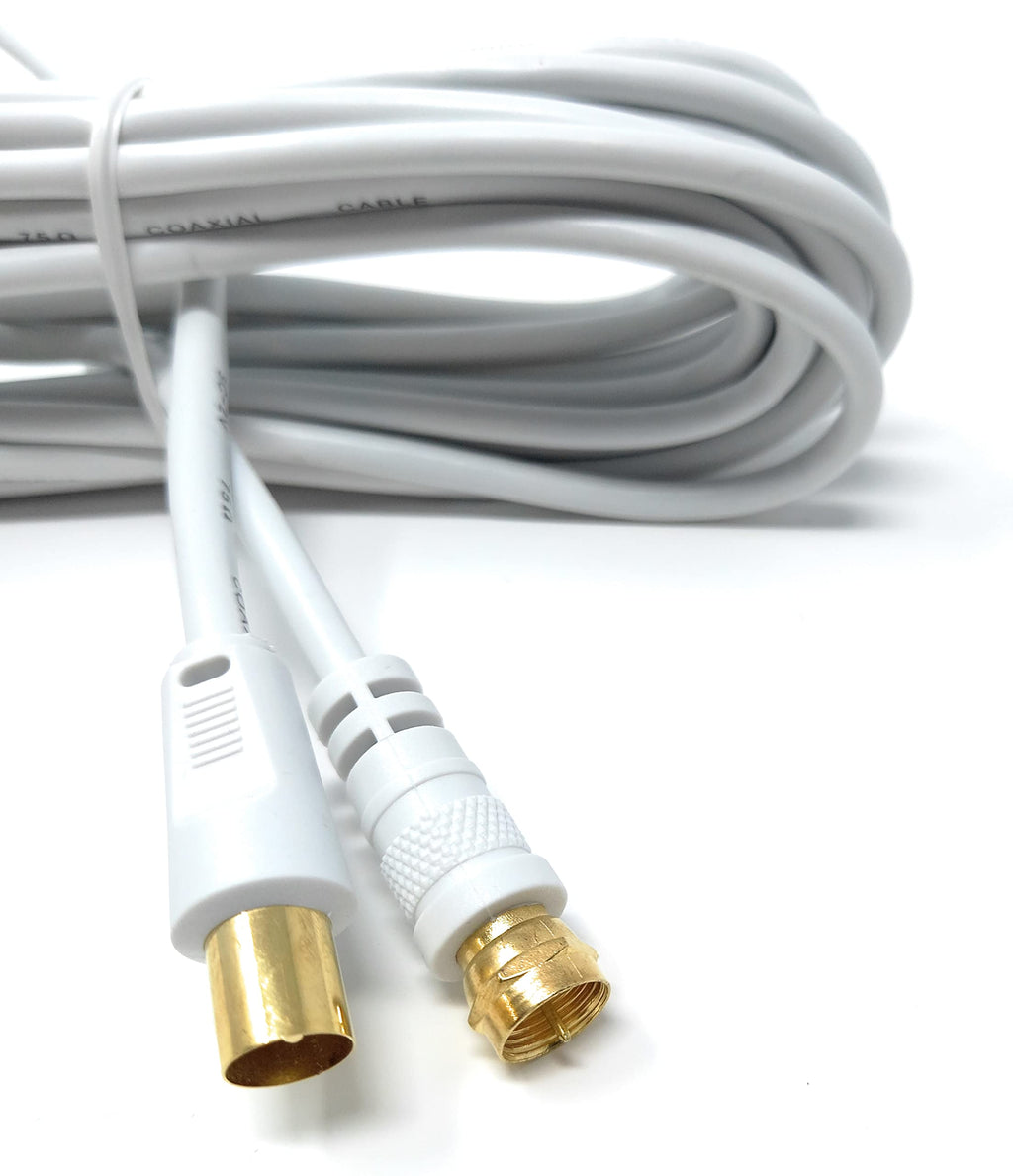 DRUT RF TV Aerial Male to F Type Connector Male Plug Coaxial Coax Cable, Lead, 75 Ohm, 3C-2V
