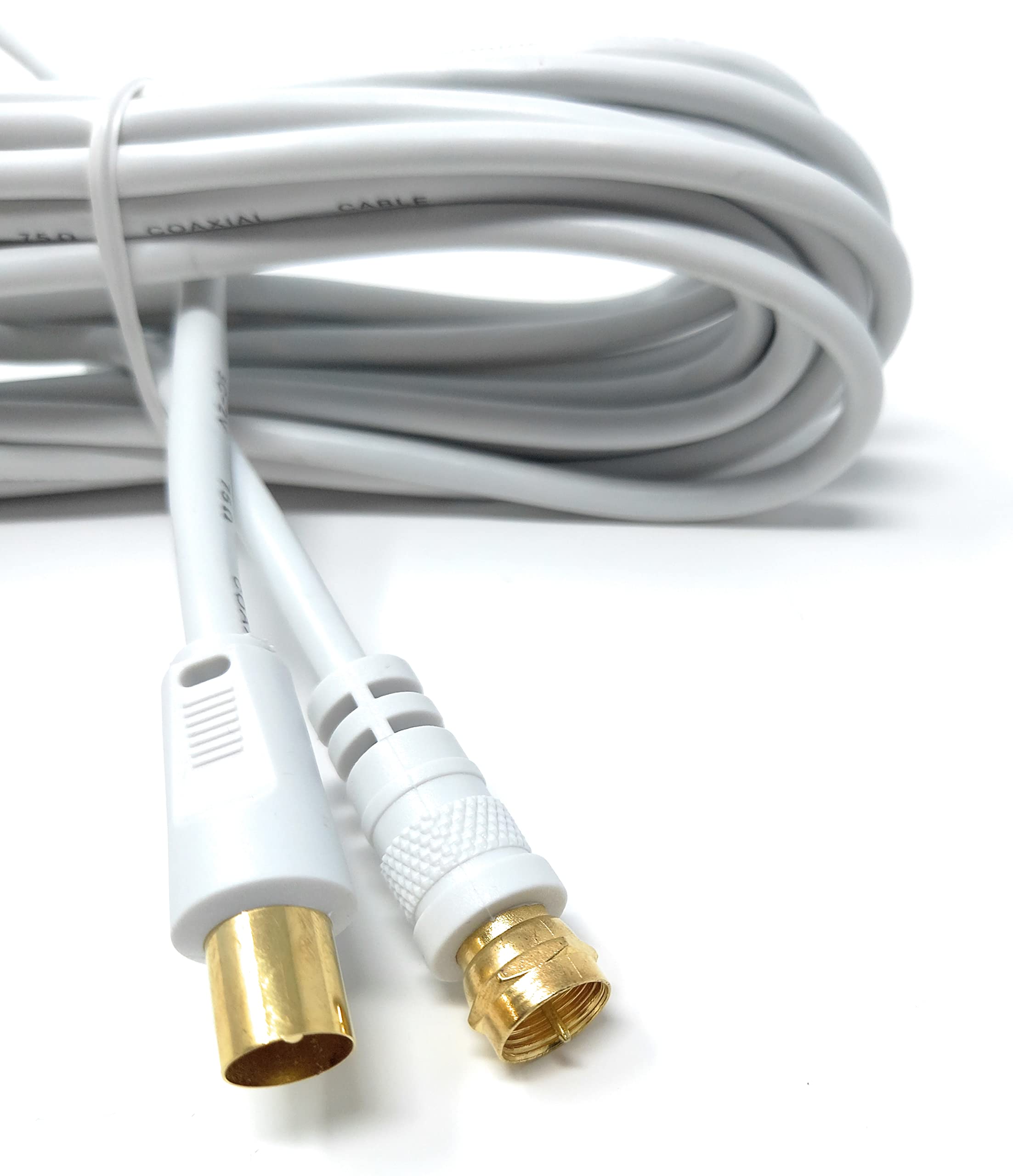 DRUT RF TV Aerial Male to F Type Connector Male Plug Coaxial Coax Cable, Lead, 75 Ohm, 3C-2V