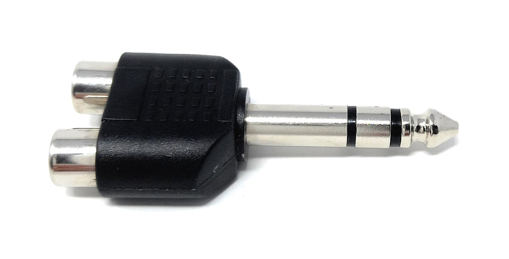 DRUT 6.35mm Stereo Jack Plug to Twin RCA Phono Sockets Audio Adapter For Cable