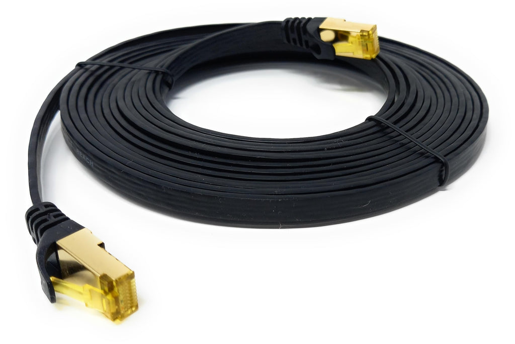 DRUT CAT7 Flat FTP Shielded 600MHz 10Gbps Ethernet LAN RJ45 Cable Gold Plated Switch Router Modem Access Point Lead