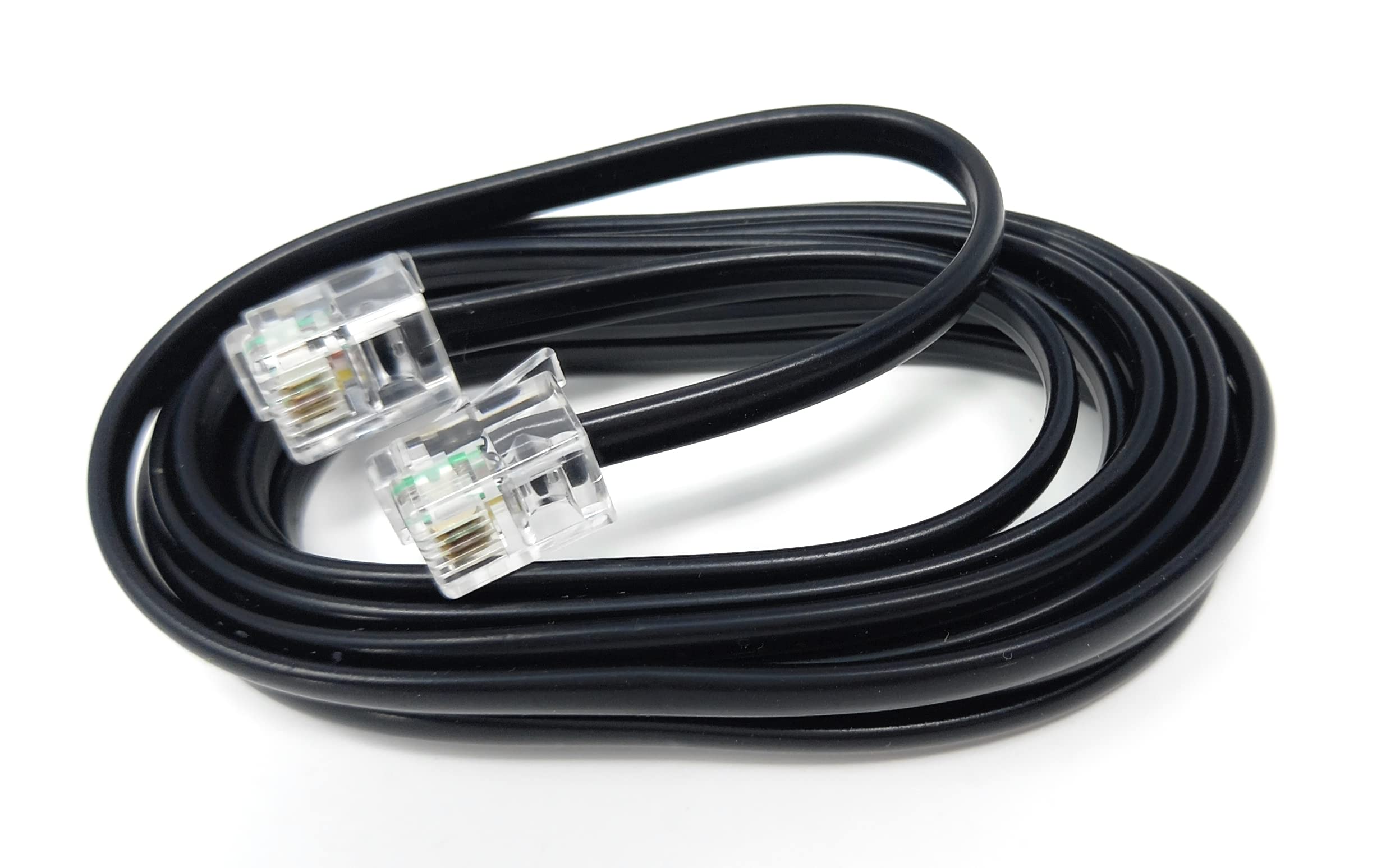 DRUT RJ11 to RJ11 Telephone Landline Cable ADSL (6P4C) Flat Lead High Speed BT Internet Broadband Male to Male Router, Modem, Phone Extension Wire