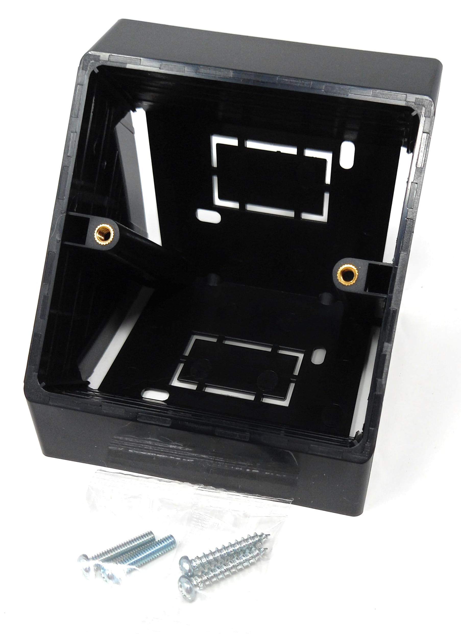 1pcs. 1 Gang Pattress Electrical Back Box - 45 Degree Angled Surface Mount, 85mm x 85mm for Faceplates and Workbench Installations, Black