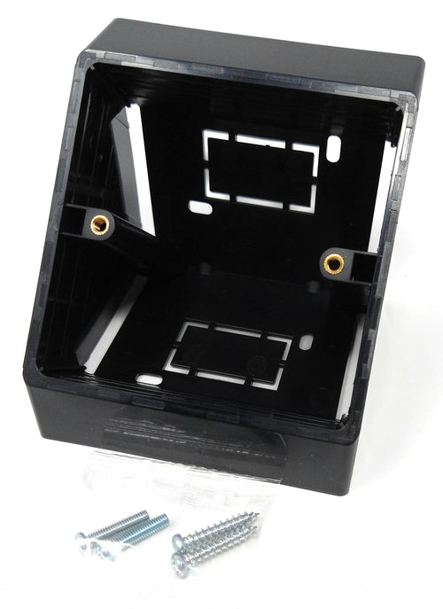 1pcs. 1 Gang Pattress Electrical Back Box - 45 Degree Angled Surface Mount, 85mm x 85mm for Faceplates and Workbench Installations, Black