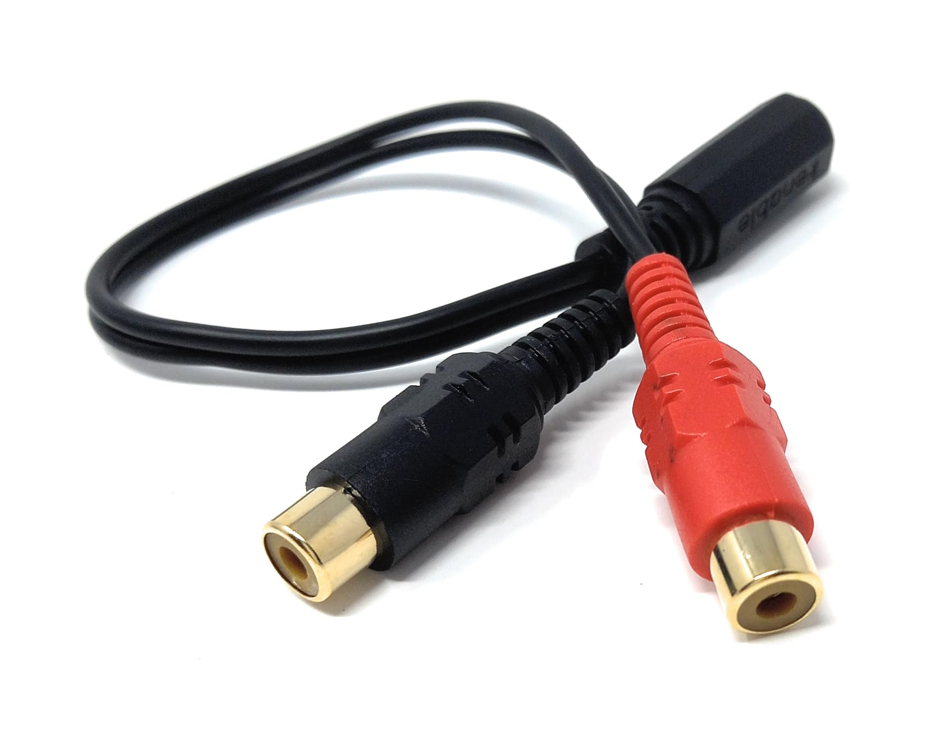 DRUT 3.5mm Stereo Jack Socket to 2 x Phono RCA Sockets Gold Adapter Short Cable Lead