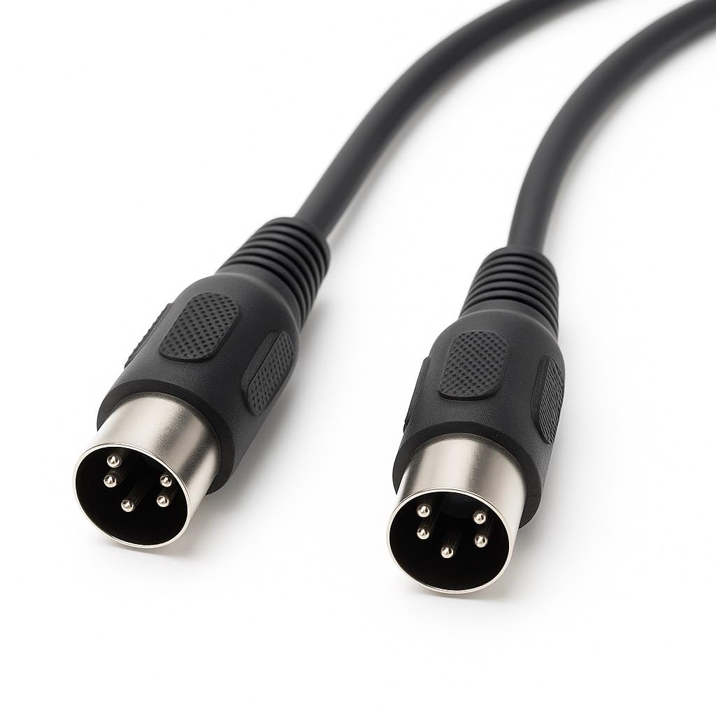 2-Pack 5-Pin DIN MIDI Cables – Male to Male MIDI Lead for Keyboards, Synthesizers, Drum Machines, Audio Interfaces, and Music Production Gear