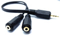 DRUT 2.5mm Jack to Twin 2.5mm Socket, Stereo Cable Splitter Adapter, Male to x 2 Female