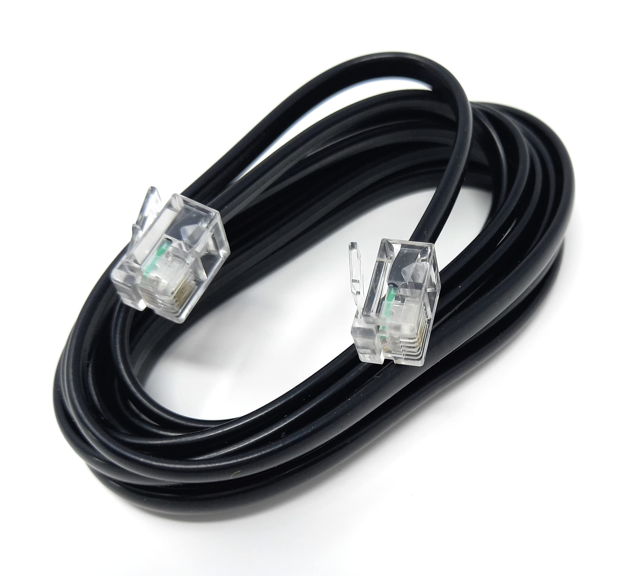 DRUT RJ11 to RJ11 Telephone Landline Cable ADSL (6P4C) Flat Lead High Speed BT Internet Broadband Male to Male Router, Modem, Phone Extension Wire