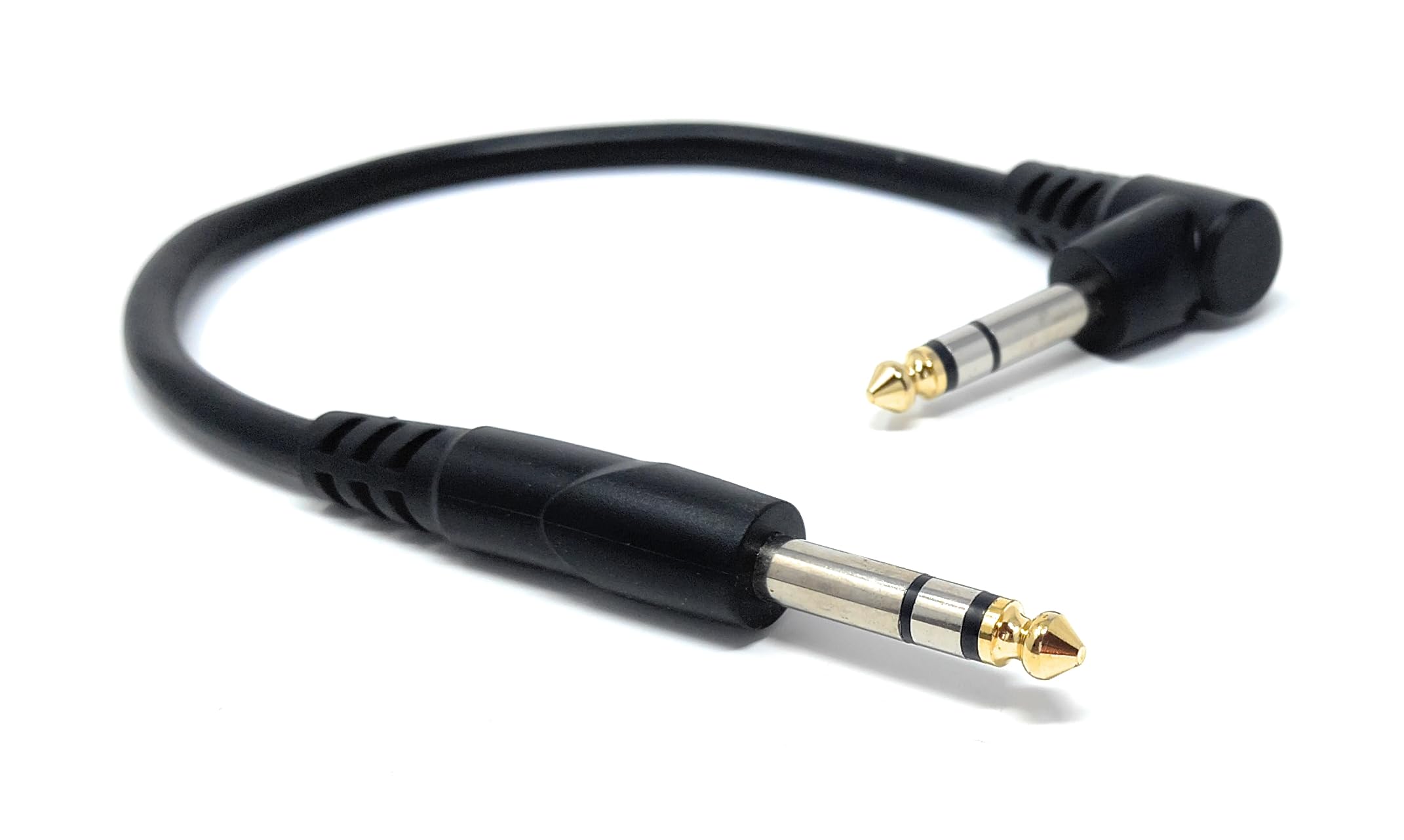 DRUT 6.35mm 1/4" Stereo TRS Male Jack to Right Angled Male Jack, Audio, Music Instrument, Flexible Cable Lead