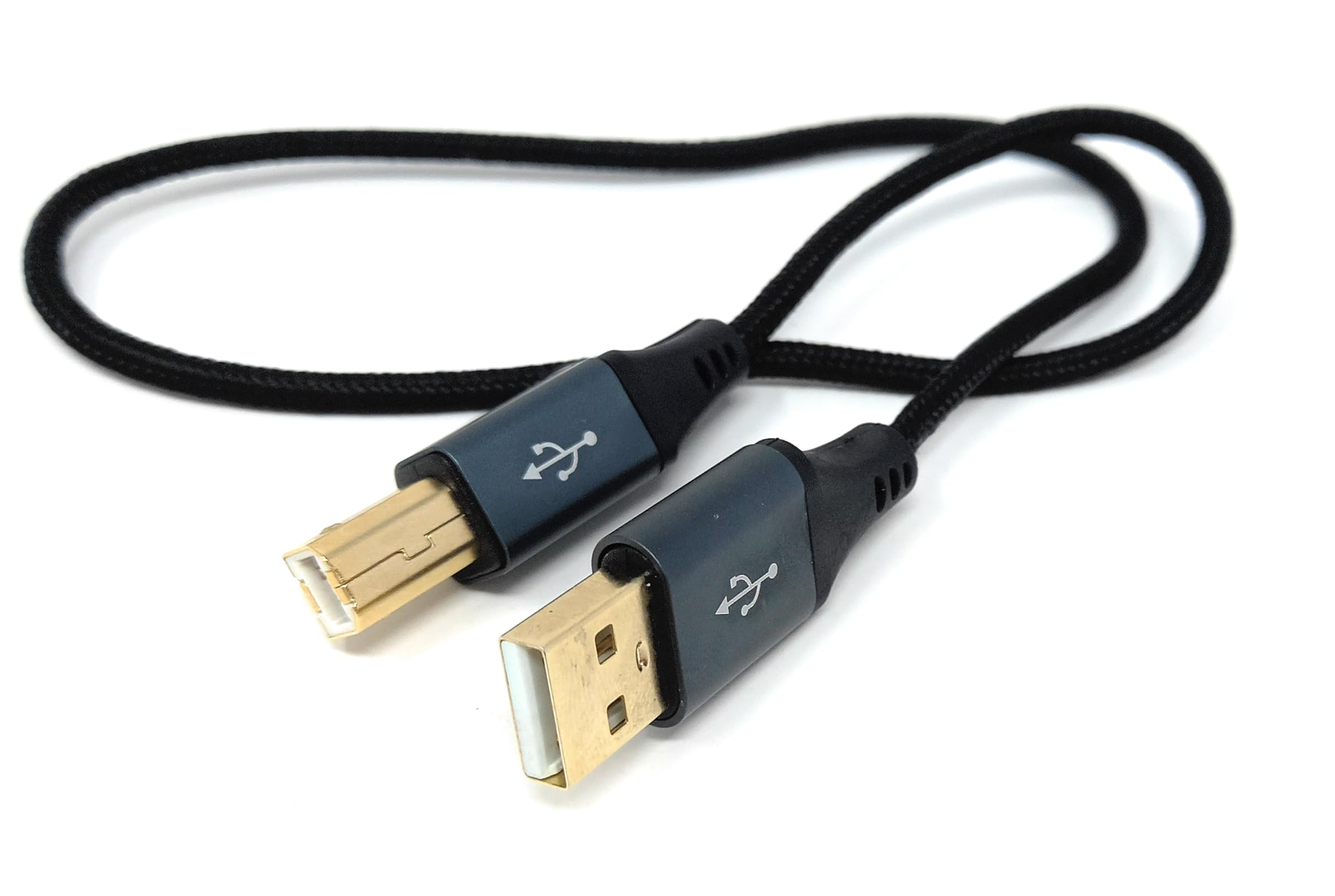 DRUT USB Printer Cable – Type A Male to B Male 2.0, Braided Cord with 24K Gold-Plated Connectors