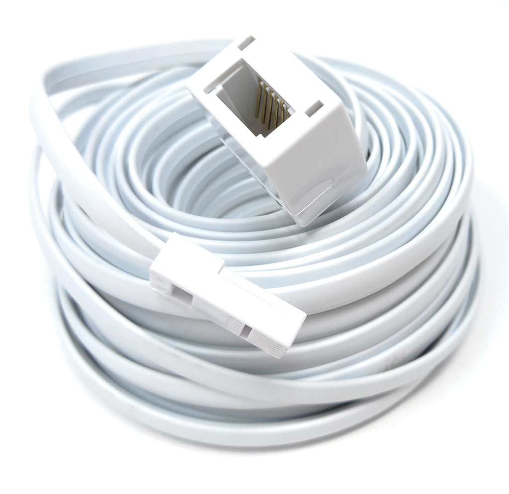 DRUT BT Telephone Flat Extension Cable (631a) 28AWG Lead Wire, 6 Pin Core, BT Male to BT Female, Jack to Socket