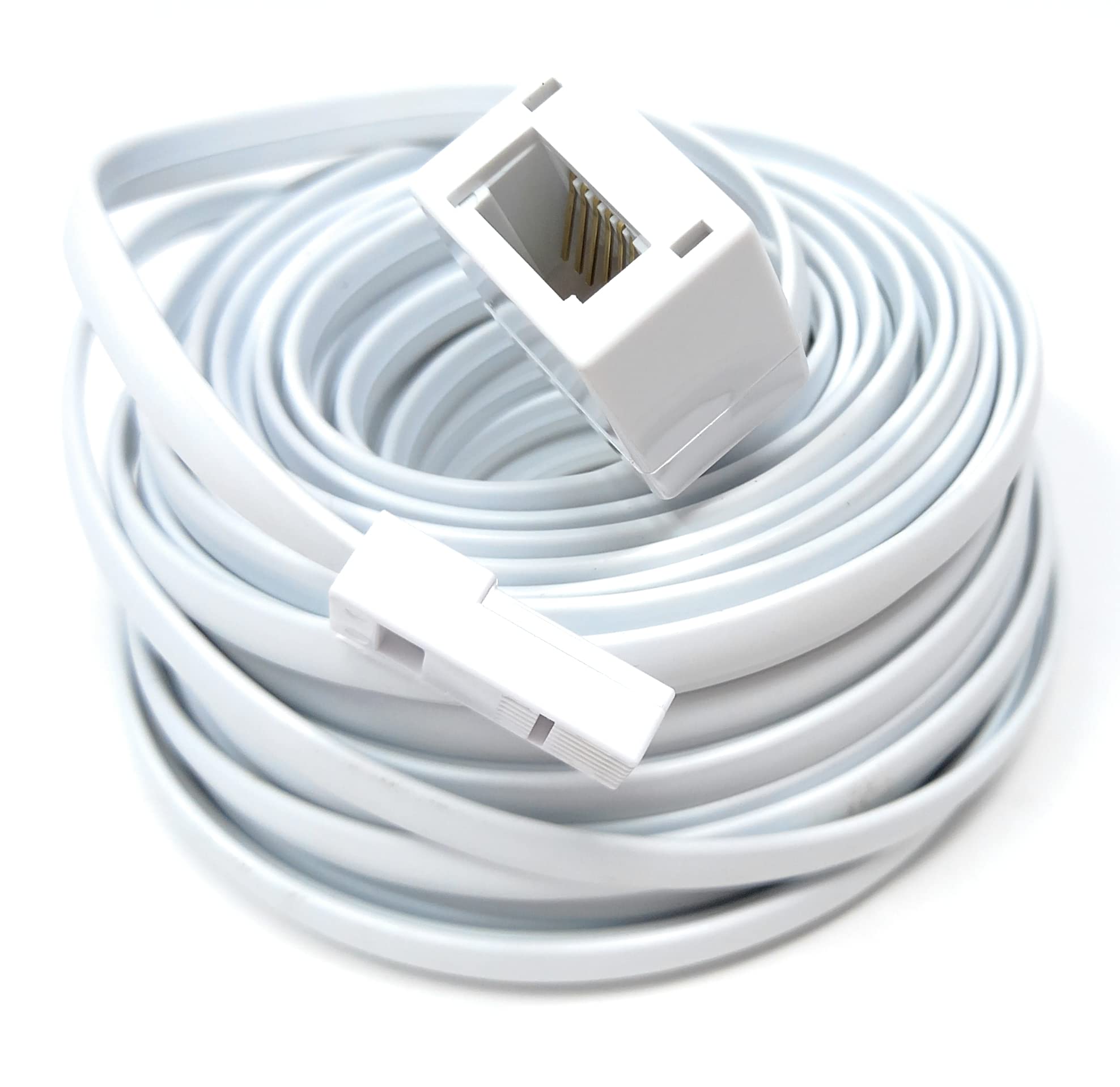 DRUT BT Telephone Flat Extension Cable (631a) 28AWG Lead Wire, 6 Pin Core, BT Male to BT Female, Jack to Socket