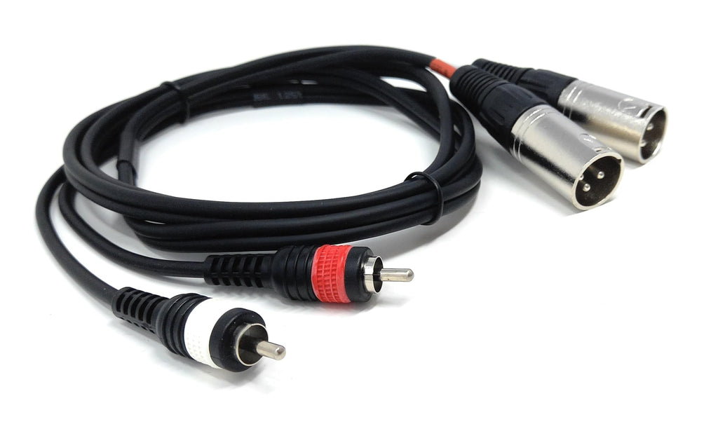DRUT 2 x 3 Pin XLR to 2 x RCA Phono Male Cable 1.5m, Dual XLR Male to Twin Phono Male Audio Lead for Mixer, Amplifier, DJ Controller, HiFi, Speaker & Recording Equipment