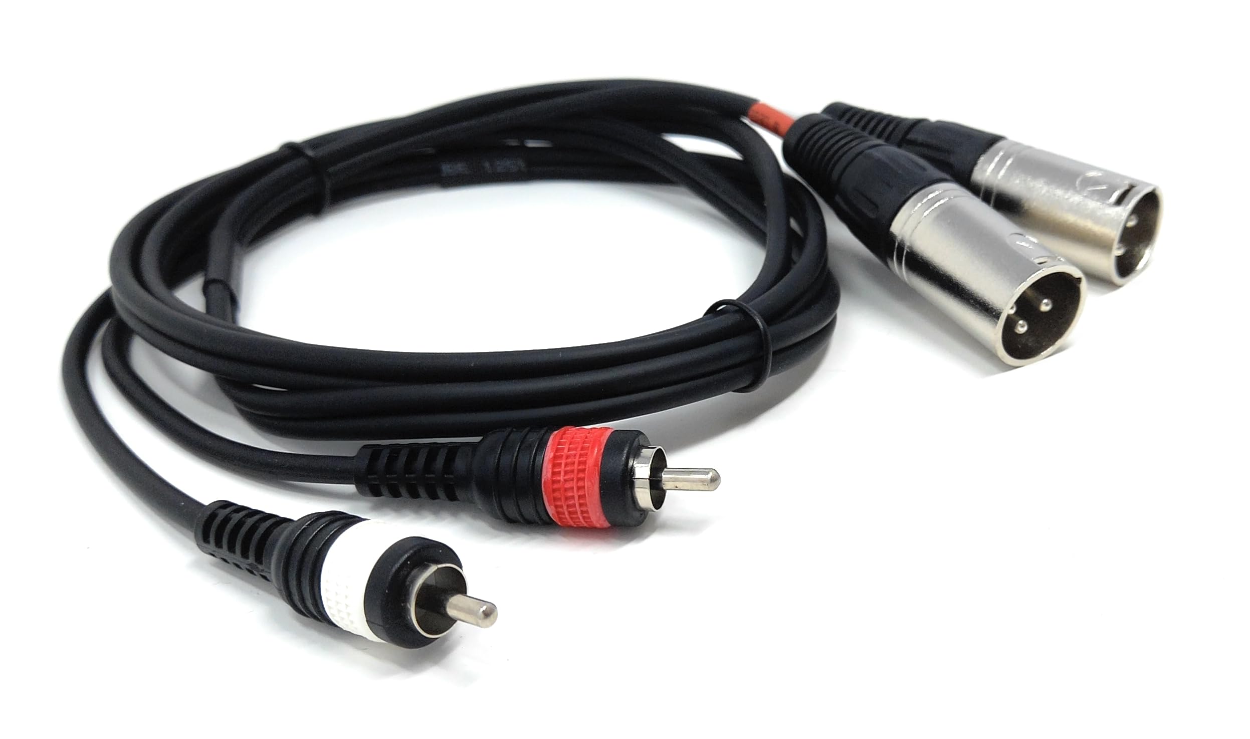 DRUT 2 x 3 Pin XLR to 2 x RCA Phono Male Cable 1.5m, Dual XLR Male to Twin Phono Male Audio Lead for Mixer, Amplifier, DJ Controller, HiFi, Speaker & Recording Equipment