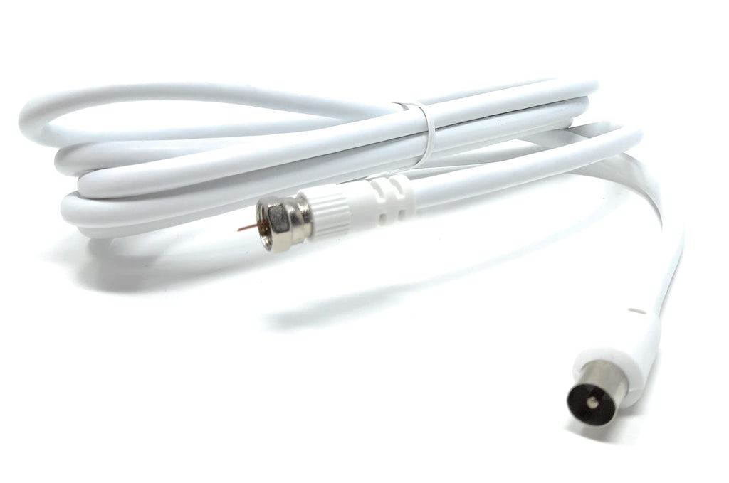 DRUT RF TV Aerial Male to F Type Connector Male Plug Coaxial Coax Cable, Lead, 75 Ohm, 3C-2V